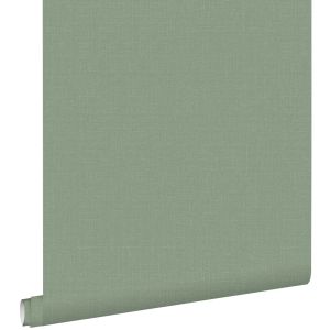Estahome papel pintado liso efecto lino jade verde 53 cm x 10.05 m