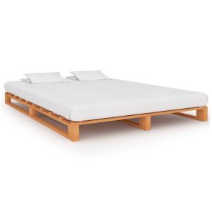 Cama 180x200 cm,marco cama palets sin colchón madera maciza marrón rhu5887
