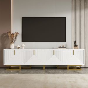 Mueble para tv,tiradores dorados+patas doradas,blanco