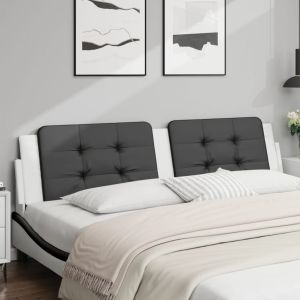 Cabecero de cama acolchado cuero sintético negro blanco 200 cm eso9692