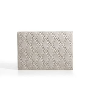 Cabecero rubí para cama de 90 de tela blanco roto 115x115x8. Matris