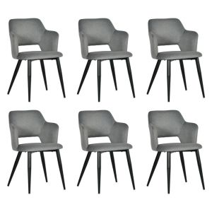 Silla escandinava acolchada - tela antipelos - gris - pack de 6 - 48 cm