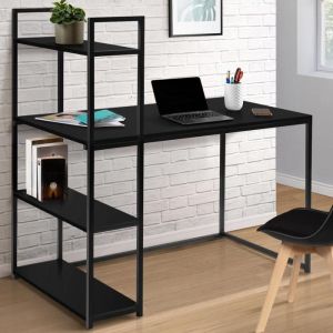 Escritorio/biblioteca reversible negro de metal 113x60 cm