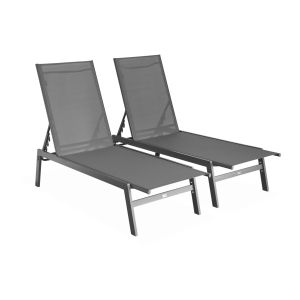Tumbona de acero multi posiciones, set de 2 gris 155x59x106 cm