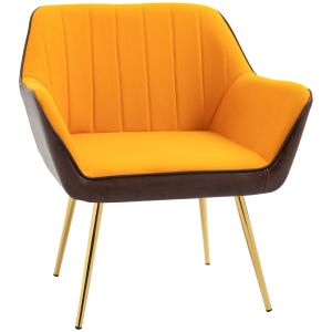 Butaca de salón 64x62x72.5 cm pu, terciopelo color amarillo Homcom