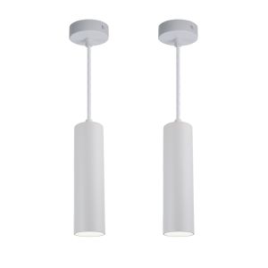 Pack 2 lámparas blancas tubo minimalista gu10, 20cm ajustable