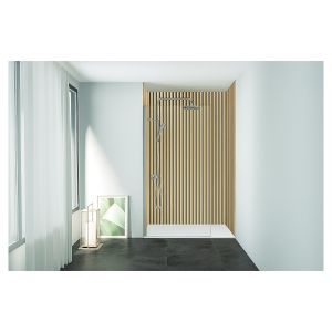 Ondee - kit  paneles murales nicho  listones madera 120cm perfil cromado