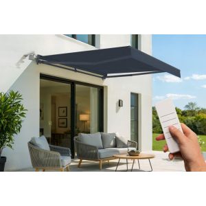 Toldo motorizado semicofre fazzio 3x2,5m gris con fijación al techo