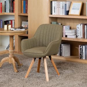 Meubles cody silla de oficina giratoria en tela verde con patas de haya