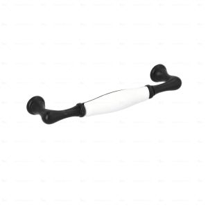 Tirador para muebles de zamac y porcelana, dist entre centros 128mm, lote 6
