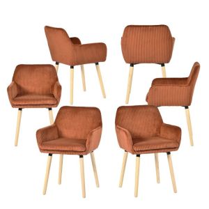 Silla escandinava de terciopelo rojo - lote 6 - 77 cm