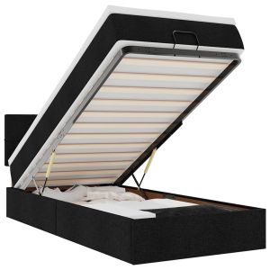 vidaXL cama otomana con colchón y luces LED tela negra 80x200cm