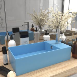 Lavabo con rebosadero cerámica azul claro es8577