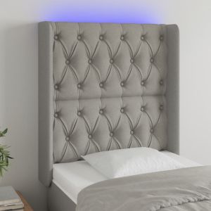 Cabecero con LED de tela gris claro 83x16x118/128 cm eso4565