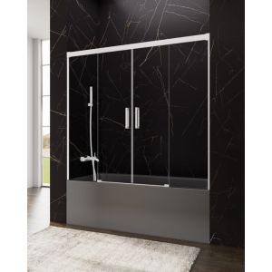 Mampara bañera 2 fijos + 2 correderas basic  172-182cm transparente blanco