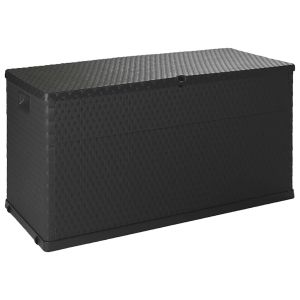 vidaXL caja de almacenamiento de jardín antracita ratán pp 120x56x63cm