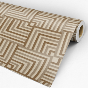 Papel pintado geométrico vintage café 60cm por 250cm