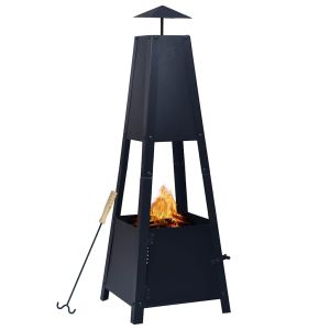 vidaXL brasero de acero negro 35x35x99 cm