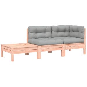 vidaXL sofá jardín con cojines reposapiés madera maciza abeto douglas