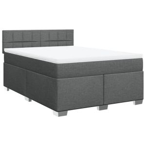 vidaXL cama box spring con colchón tela gris oscuro 140x190 cm