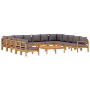 vidaXL set de sofás de jardín con cojines 10 pzas madera maciza acacia