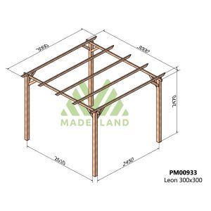Pérgola de madera maciza - león 300x300cm (maderland)