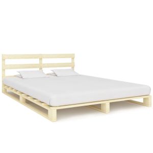 Cama 200x200 cm,cama palets sin colchón madera maciza pino rhu7201