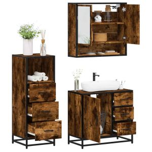 Set de muebles baño 3 pzas madera contrachapada roble ahumado esb4071