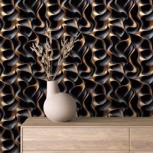 Papel pintado 3d olas negras 60cm por 300cm