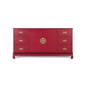 Aparador de madera de mango en color rojo carmín 180 cm