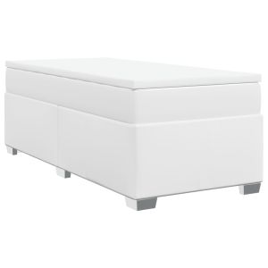 vidaXL cama box spring con colchón cuero sintético blanco 90x190 cm