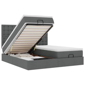 vidaXL estructura cama otomana colchones tela gris oscuro 200x200cm