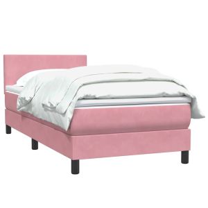vidaXL cama box spring con colchón terciopelo rosa 80x220 cm