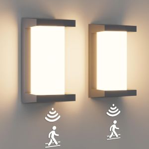Aplique de pared 2 uds. Con sensor impermeable 18 w 3000 k