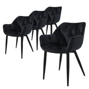 4x sillas de comedor negra tapizado funda terciopelo gruesa ergonómicos