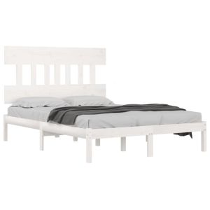 vidaXL estructura de cama de madera maciza blanca 140x190 cm
