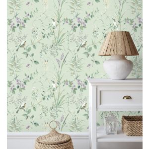 Papel pintado gaulan lavable de ramas flores y pájaros estilo 5.23m²