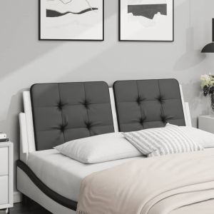 Cabecero de cama acolchado cuero sintético negro blanco 140 cm eso5057
