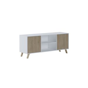 Mueble tv de 2 puertas y 2 estantes 136,8 cm wind blanco - puccini