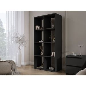 Biblioteca modular - negro mate - 8 compartimentos - 147 x 74 x 30 cm