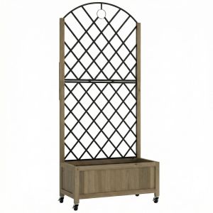 Jardinera con enrejado 72x36x168 cm madera de abeto, acero color marrón