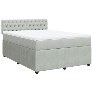 vidaXL cama box spring con colchón terciopelo gris claro 160x200 cm