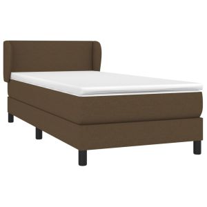 vidaXL cama box spring con colchón tela marrón oscuro 80x200 cm