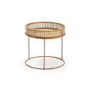 Mesa auxiliar 39x39x37 mimbre natural, metal