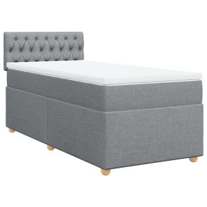 vidaXL cama box spring con colchón tela gris claro 90x190 cm