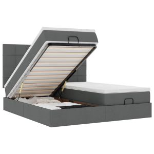 vidaXL estructura cama otomana colchones tela gris oscuro 160x200 cm