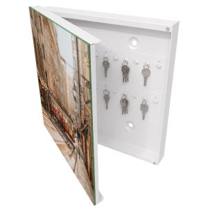 Armario para llaves decorativo 30x30x5, apertura izquierda blanca