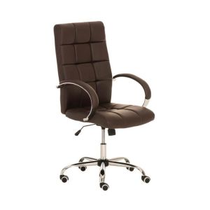 Silla de oficina con ruedas - polipiel marrón - 1 ud.