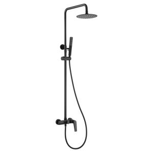 Columna de ducha monomando extensible, griferia baño color negro mate