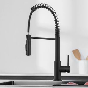 Grifo de cocina - anycee max - negro - acero inoxidable - 2 funciones - rot